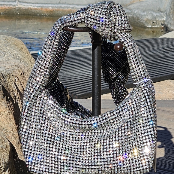URBAN EXPRESSIONS RHINESTONE BLING KNOTTED EVENING HANDBAG NWT 5 available - Picture 5 of 7